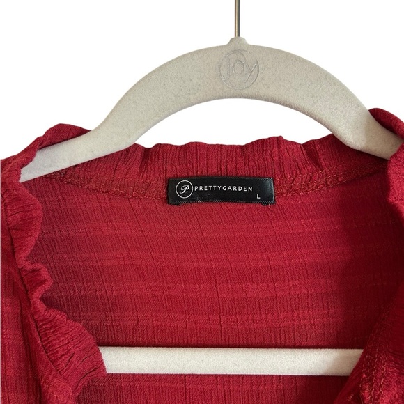 Pretty Garden Red Gauzy Lightweight Tiered Maxi Dress Bohemian Womens Size Large - Picture 5 of 12